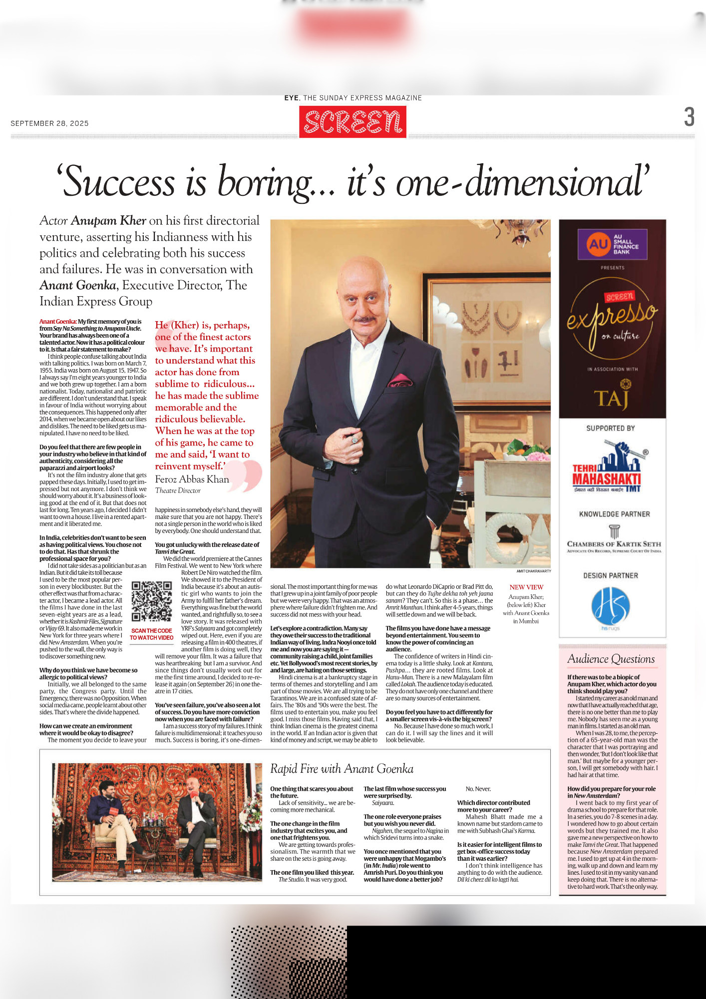 Success is boring… it`s one-dimensional: Anupam Kher